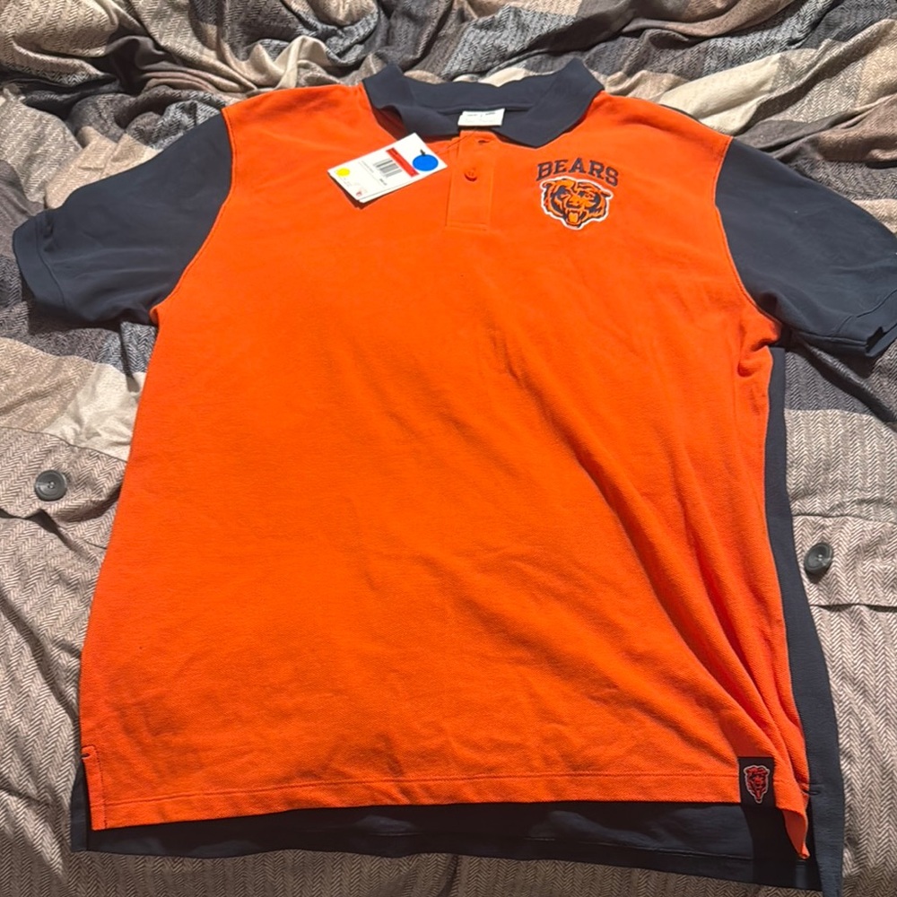 Bears Large Mens Orange and Black Polo Shirt